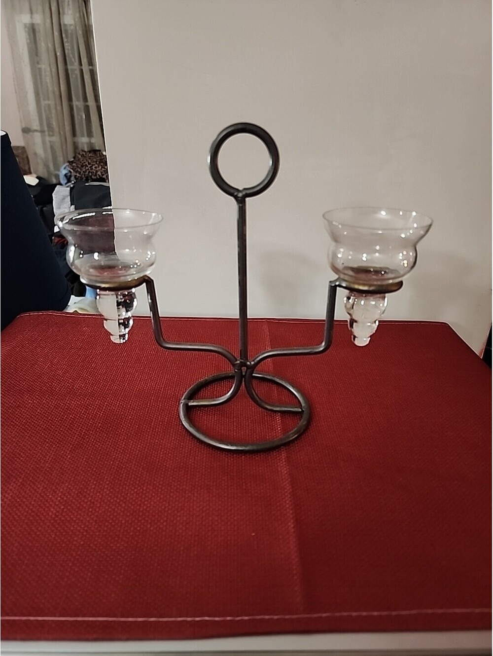 Amish Handmade Wrought Iron Candle Holder Tealights 8"× 9"